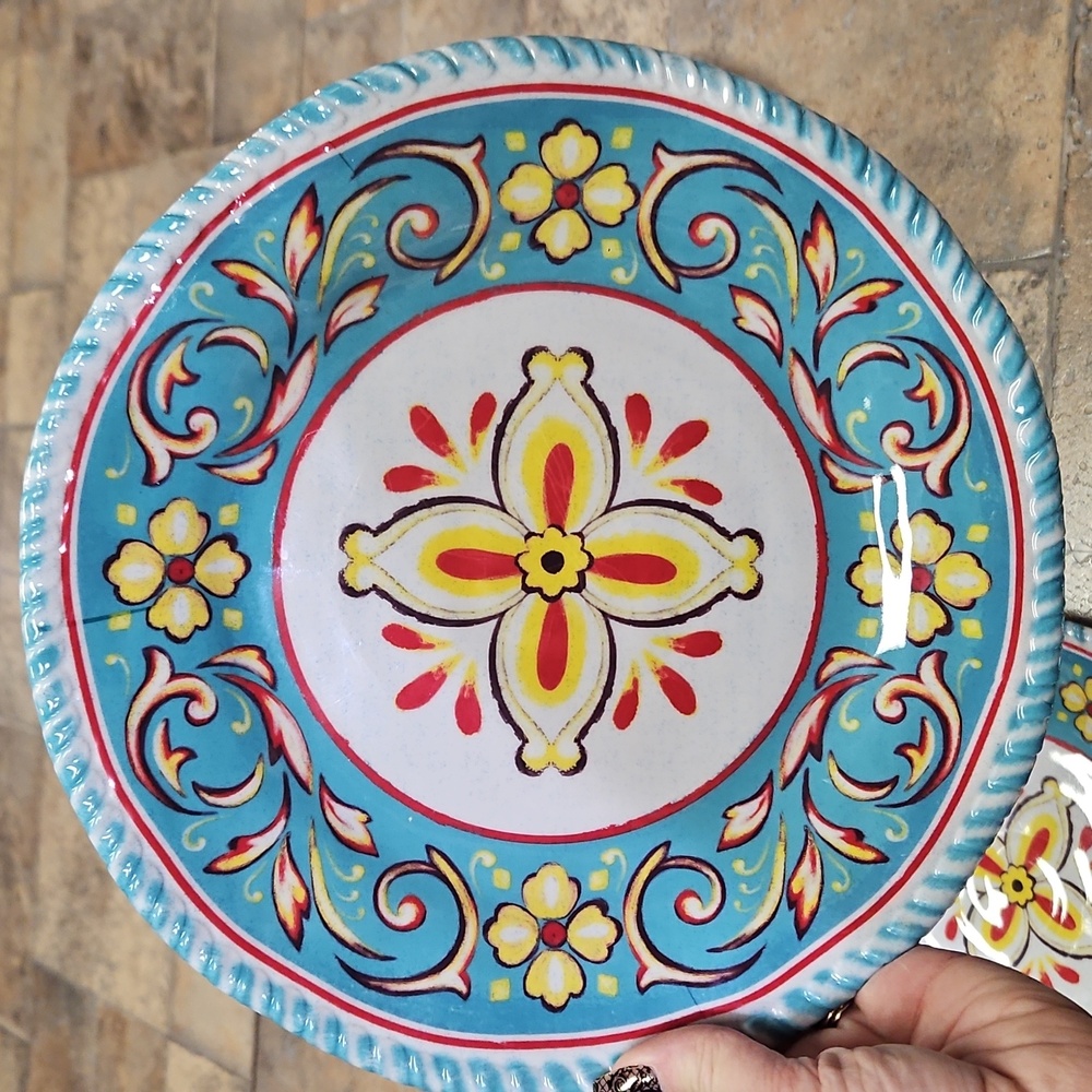 Melamine Bright Floral Plates And Bowls - Picture 2 of 8